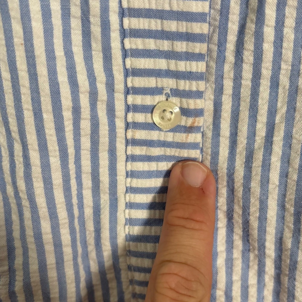 Vineyard Vines Blue and White Striped Sleeveless Shirt Dress with Pink Bow - Picture 3 of 15